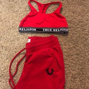 True Religion joggers + sports bra set (s/m)